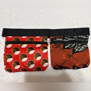 Handmade African Print Dual Pouch Belt Bag- Adjustable- Unique